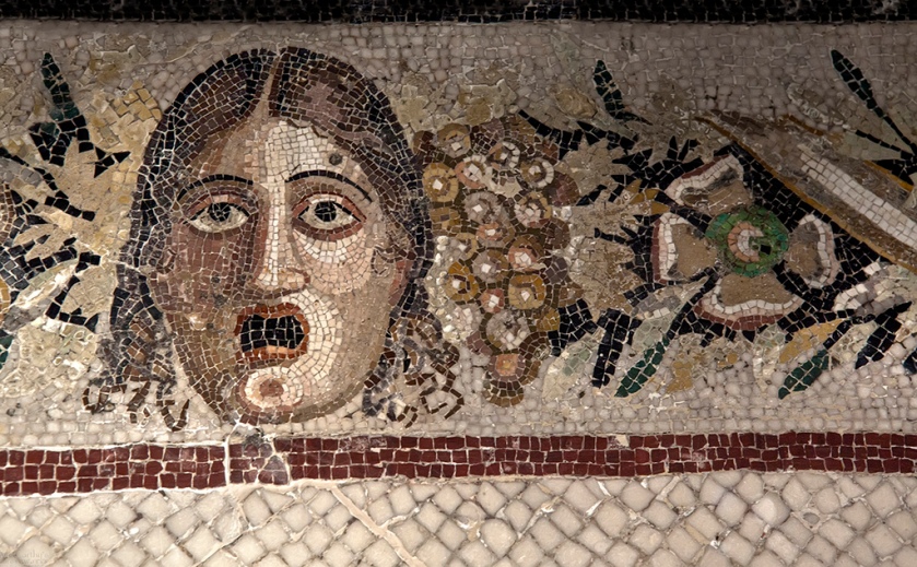 Background or backdrop made up from authentic Roman era mosaic
